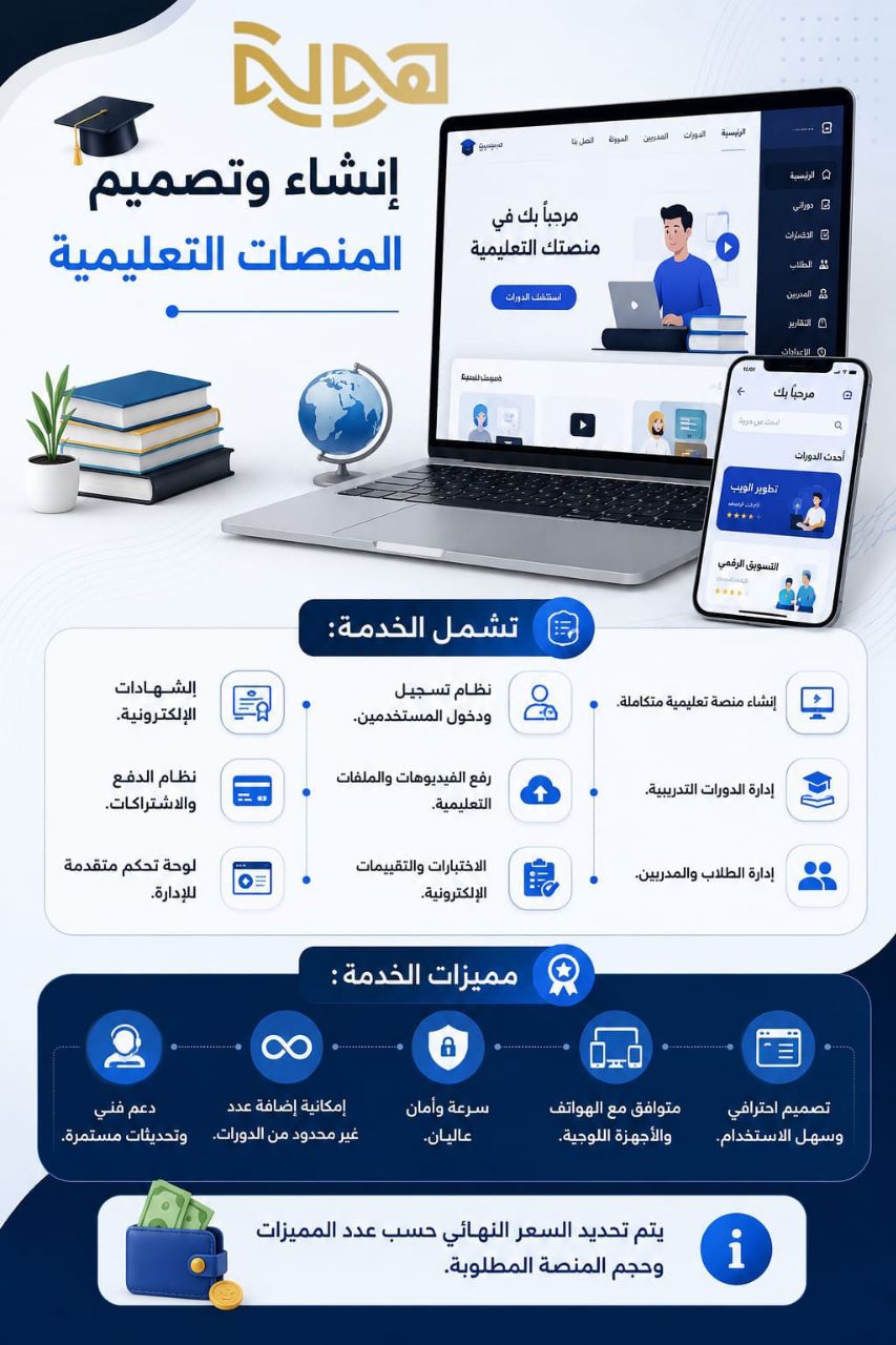 إنشاء وتصميم المنصات التعليمية